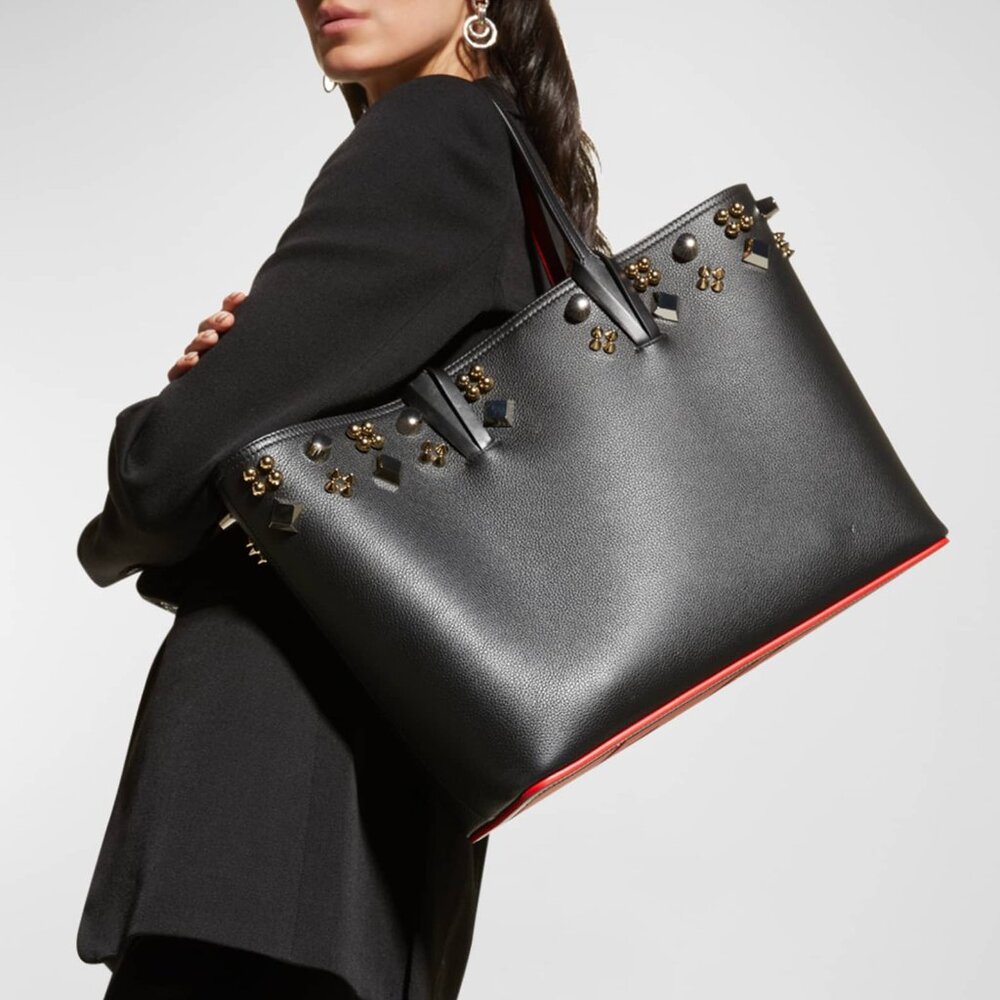 Christian Louboutin Cabata Tote in Grained Leather with Spikes